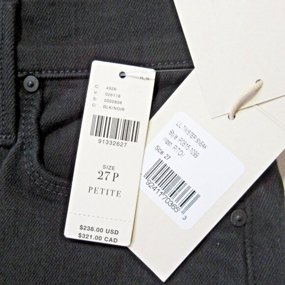 NWT Mother The LIL Twister Sneak in Pitch Black Wide Leg Stretch Jeans 27 - Picture 7 of 11